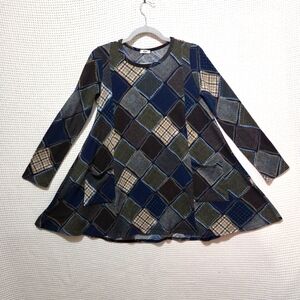 EGY Patchwork Long Sleeve Sweater Boho Chic, Hippie, Eclectic, Colour Block